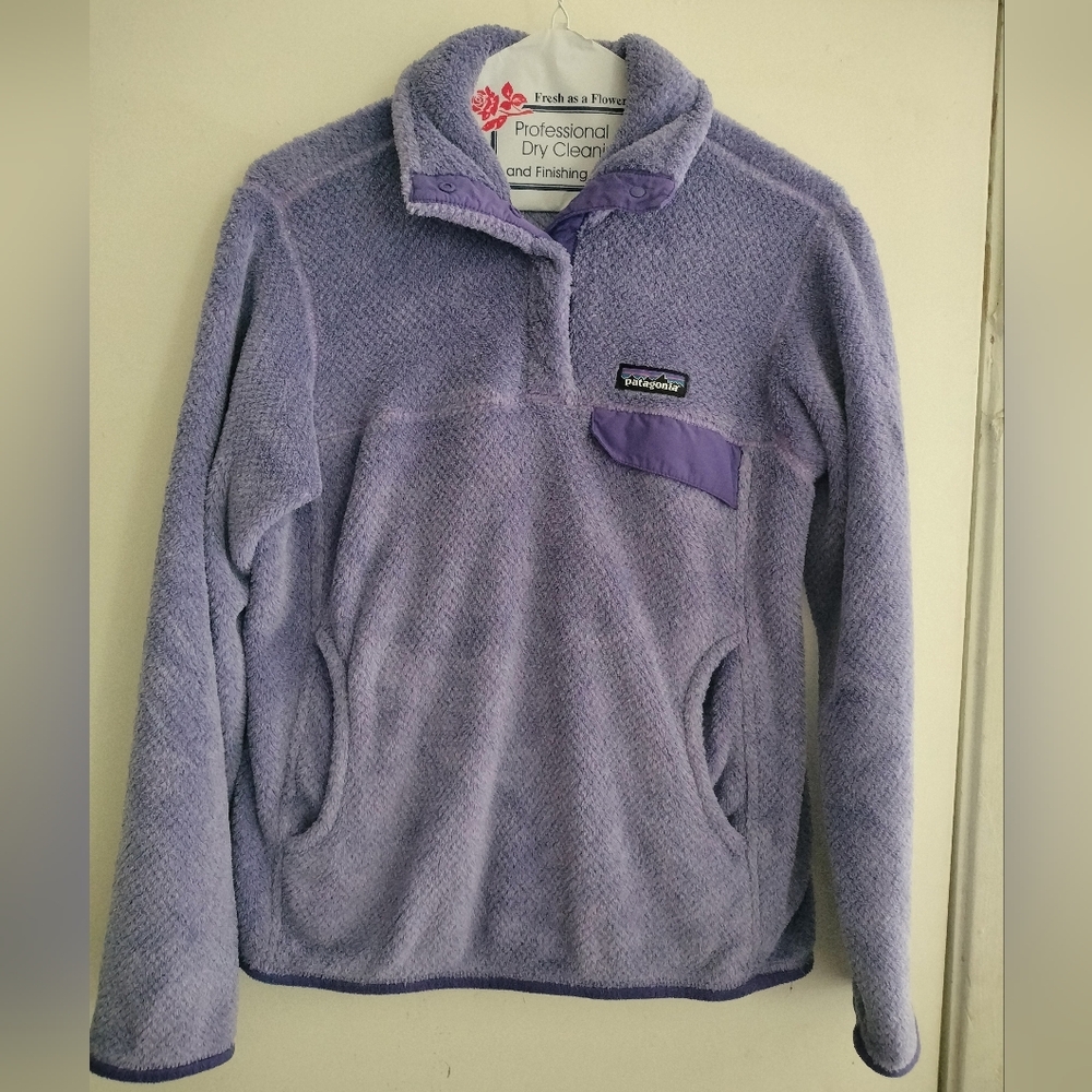 Patagonia Lavender Fleece Snap-Neck Pullover Sz Small Womens